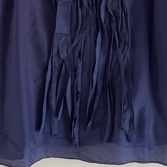 J Crew Ruffle Tank Top Size 2 Silk Blend Casual Sleeveless Lightweight Navy Blue - Picture 2 of 8